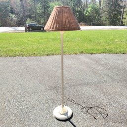 Free Standing Lamp With Wicker Shade