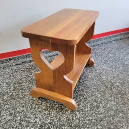 Wooden Bench With Heart Accents