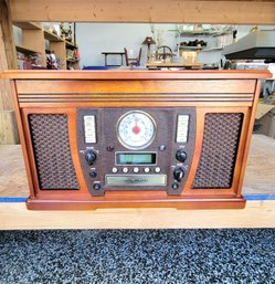 Old Fashioned Style Record Player With Cassette And CD