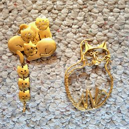 Vintage Gold Tone Cat Pins (Upmaster)