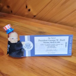 Ticket To See President George Bush And Clip On (LR)