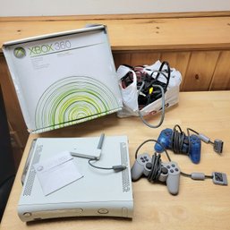 X Box 360 Console With Cords And Controllers (Bsmt)