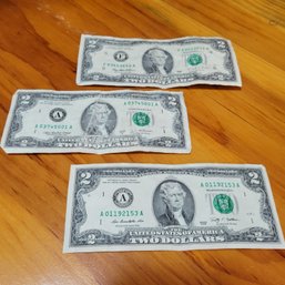 Trio Of $2.00 Bills (LR)