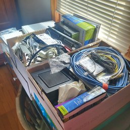 Large Lot Of Computer Accessories Cords, Circuit Boards, Modems And More! (1st FL BR)