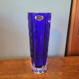 Gorgeous Blue Lead Crystal Vase From Germany (Dining Room)