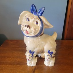 Adorable Dog Cookie Jar And Matching Salt And Pepper Shakers (Living Room)