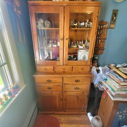Two Piece Wooden China Cabinet *Contents Not Included(Dining Room)