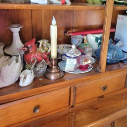 Shelf Lot Of Ceramics, Spode Glasses And Dish And Other Collectibles (Dining Room)