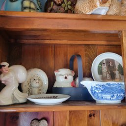 Shelf Lot Of Ceramic Pieces, Tea Cup Set, Beer Stein And More (Dining Room)