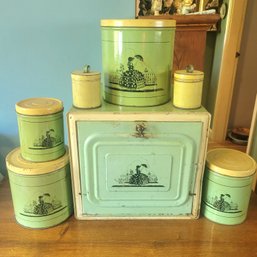 Vintage Kitchen Tins And Bread Box Set (Dining Room)