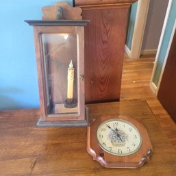 Seth Thomas Clock And Wooden Candle Holder (Dining Room)