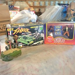 1994 Hasbro Military Action Figure In Bunker, GI Joe Jeep And American Heros Remember The Amamo (bsmt Train T)