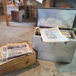 Retro Cooler Full Of 1991 Boston Herald Newspaper Plus Portsmouth And Seacoast Papers 2015 (Bsmt Train T)