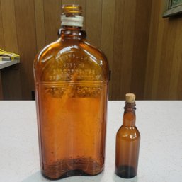 Vintage Amber Glass Bottles (Bsmt)
