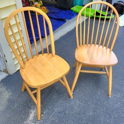 Pair Of Wooden Chairs Some Wear (Garage)