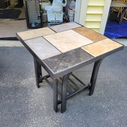 Metal And Tile Top Side Table #1 (Garage)