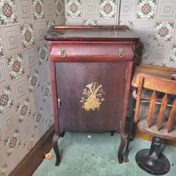 Antique Mahogany Music Stand With Broken Top Piece (hallway)