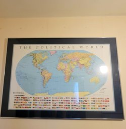 Large Framed McNally The Political World Map (hallway)