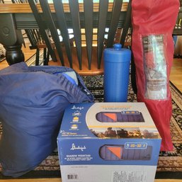 Camping Lot 2 Sleeping Bags, Chair And Container (lR)