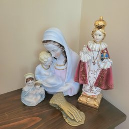 Ceramic Religious Statues And Bronze Hand Paper Holder (mB)