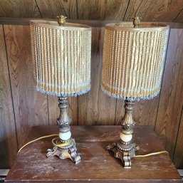 Pair Of Vintage Beaded Lamps (MB)