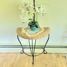 Quaint Half Moon Table With Faux Floral Plant (Kitchen)