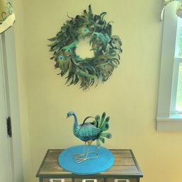 Gorgeous Peacock Wreath And Peacock Watering Can (Kitchen)