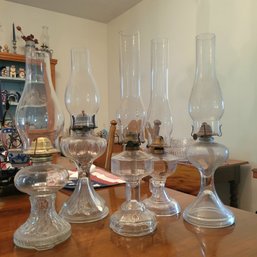 Set Of 5 Tall Glass Oil Lamps (DR)