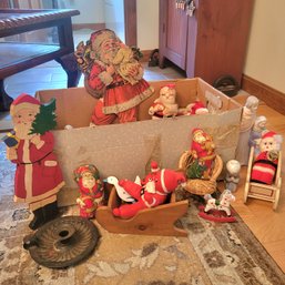 Christmas Lot Of Decor And Ornaments (blue Floral Box LR)