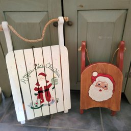Pair Of Wooden Christmas Sleds (LR)