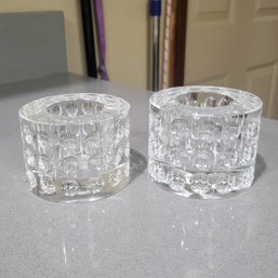 Pair Of Oleg Cassini Crystal Candle Holders (Kitchen)