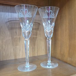 Pair Of Waterford Crystal Champagne Glasses With Swans (Kitchen)