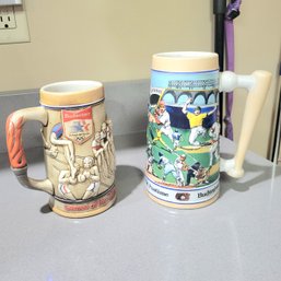1980 And 1990 Budweiser Beer Steins Baseball And Olympic Themes (Kitchen)