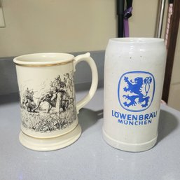Lowenbrau Beer Stein And Rare Franklin's Porcelain Safari Mug /stein (Kitchen)