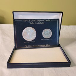 US Mint Largest And Smallest Dollar Coins 1999 Susan B Anthony & 2002 Silver Dollar