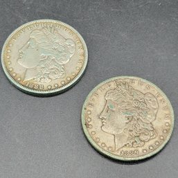 1888 And 1889 Morgan Silver Dollars  1 Has 'O' Mint Mark Other Unmarked