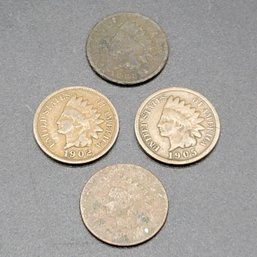 Set Of 4 Indian Head Coins 1888-1902-1905-Illegible Date