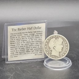 1900 The Barber Half Dollar With Little Info Card