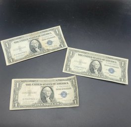 1935 E-F-G Silver Certificate $1 Bills Set Of 3