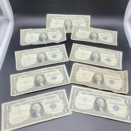 Set Of 9 Silver Certificate $1 Bills Series 1957-1957A-1957B