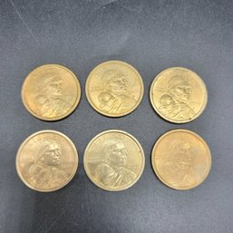 Set Of 6 Sacagawea Golden Dollars 2000 'D' And 'P' Mint Marks