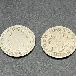 1908 And 1911 Liberty 'V' Nickels