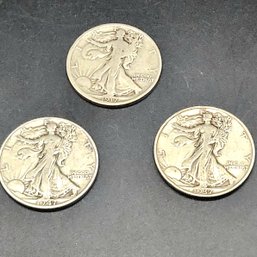 Set Of 3 Walking Liberty Half Dollars No Mint Marks