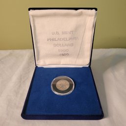 1980 Susan B Anthony Dollar Coin In Collectors Box Philadelphia Mint Uncirculated Coin