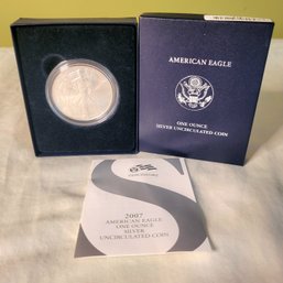 American Eagle 2007 Silver Uncirculated Coin 1oz Of Fine Silver