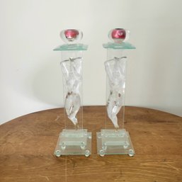 Woman Silhouette Candlestick Holders Chip On One (Dining Room)