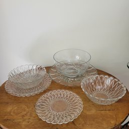 Indiana Glass Serving Dishes And Glass Bowl And Platter With Fruit Design (Dining Room)