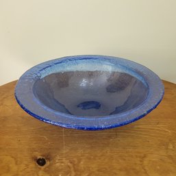 Hand Blown Blue Glass Centerpiece Bowl (Dining Room)