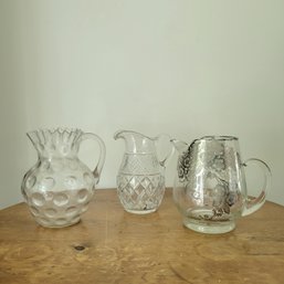 Set Of 3 Vintage Glass Pitchers (Dining Room)