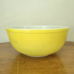 Vintage Yellow Pyrex Bowl Surface Wear Noted (Dining Room)